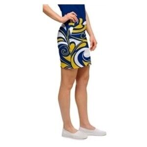 Loudmouth Golf Women's Skirt Skort Size 2 Blue and Gold Splash Excellent